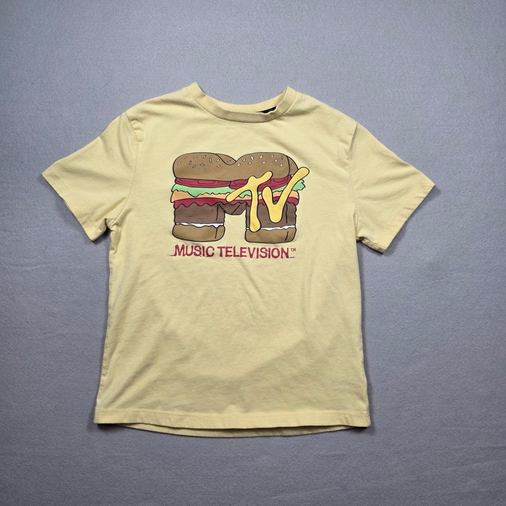 MTV Cheeseburger Graphic Tee in Yellow - Youth Size Small 6/7